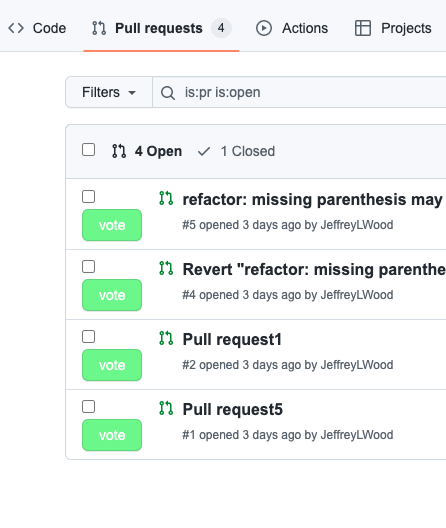 Vote directly on pull requests